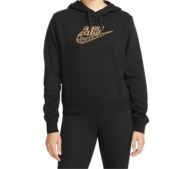 Nike Tops - Nike Sportswear Long Sleeve Pullover Leopard Graphic Futura Hoodie Black Large